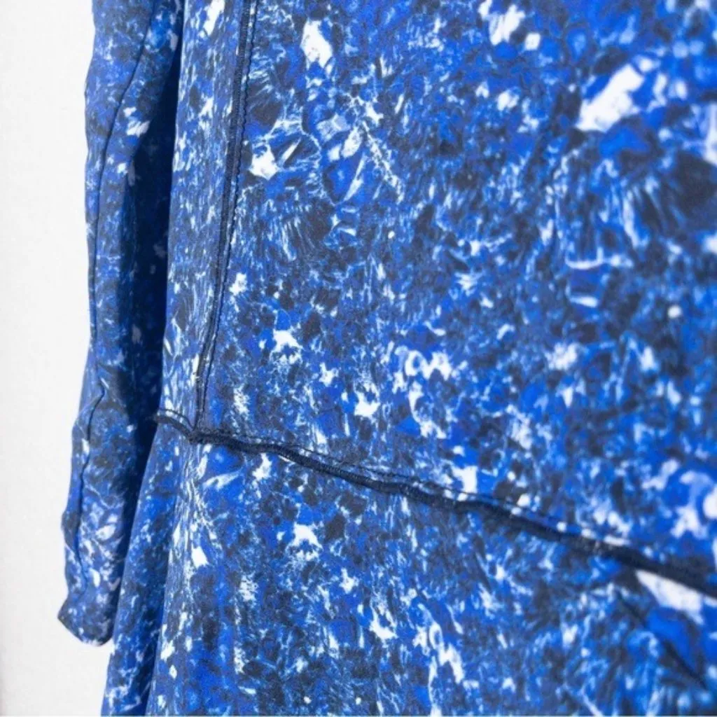 Proenza Schouler Silk Microprint Mini Dress 4 Blue Oversized Contrast Stripe - Image 8