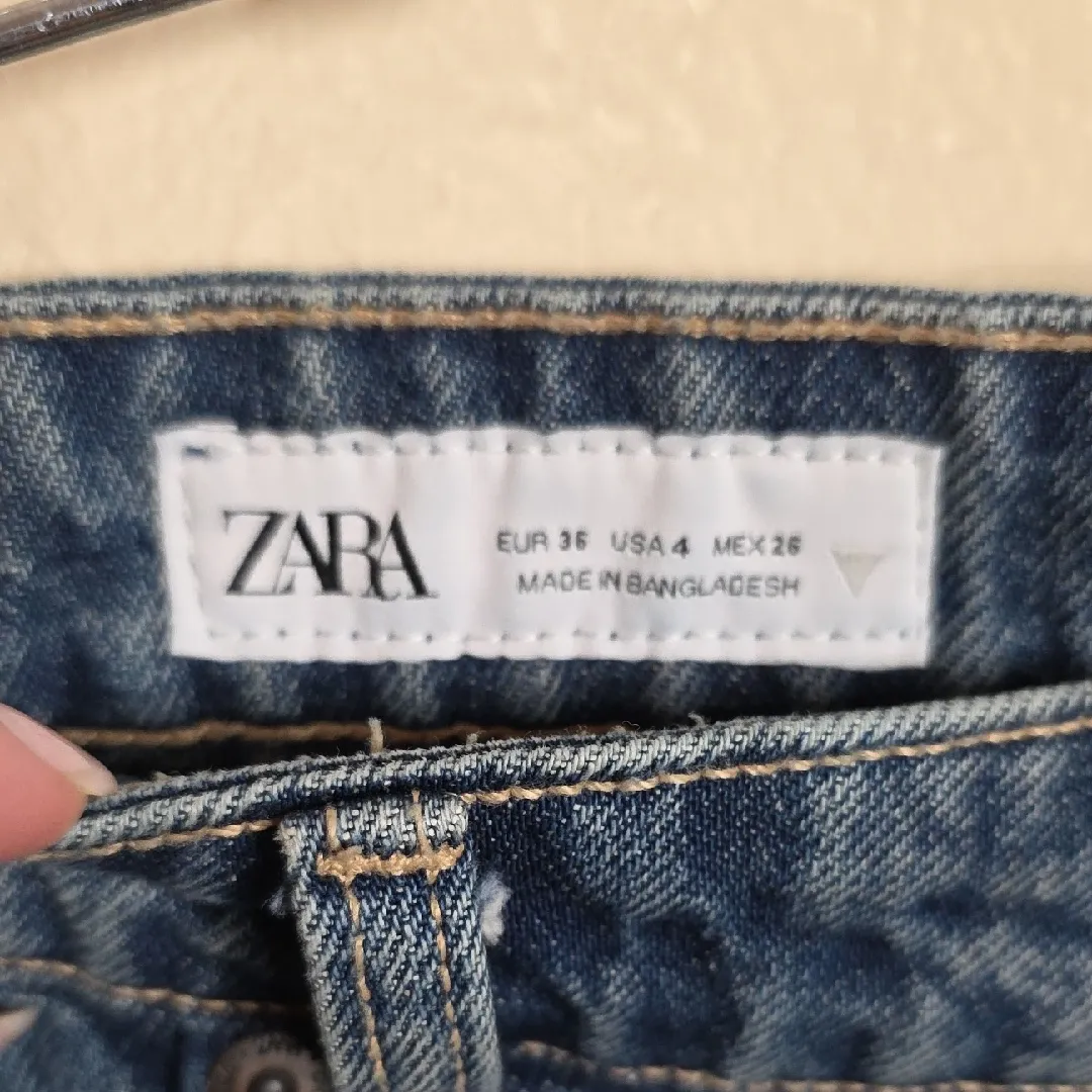Zara Jeans Wide Leg Straight Baggy High Waist Mom Denim Blue Size 4 - Image 3