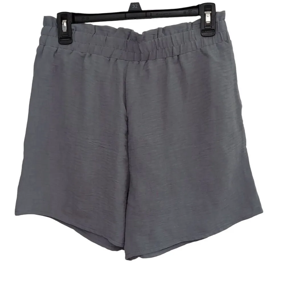 Retrology Women's Gray Paperbag Shorts Elastic Waist Tie Belt Size Medium - Image 3