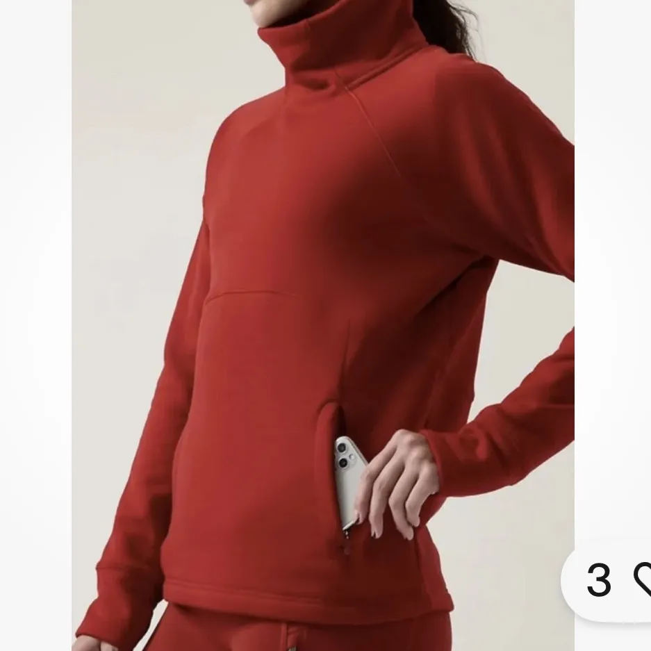 Athleta Altitude Polartec Funnel Neck Sweatshirt Plus Size 3X Candy Red NEW - Image 2