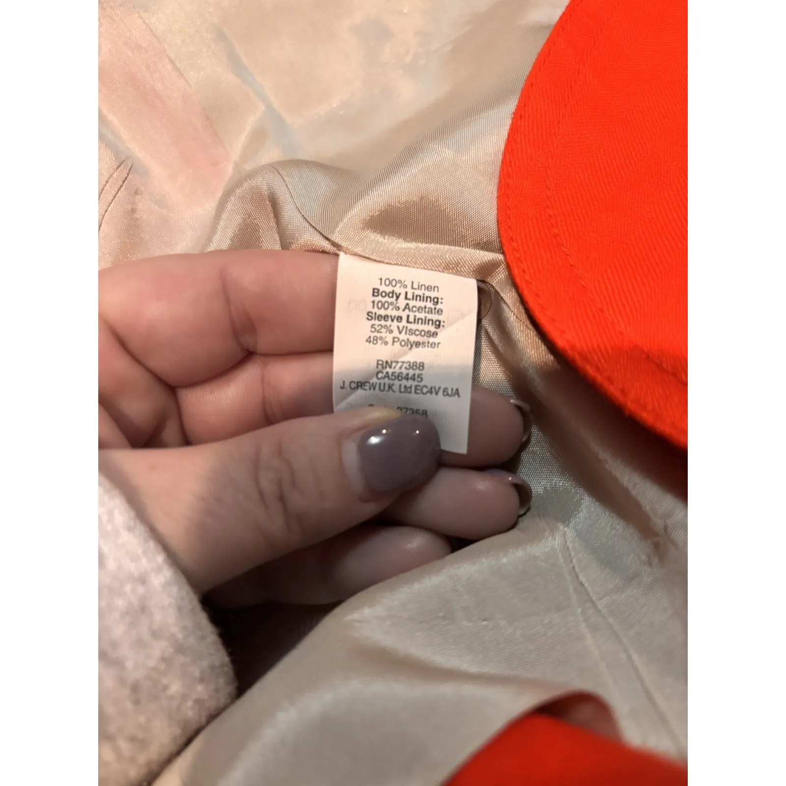 J.Crew Linen Blazer Jacket Women's Size 0 Orange Red Tailored Career Preppy - Image 6