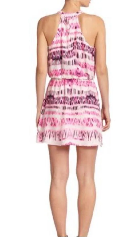 Parker Revolve Kita Pink Pop Cosmos Halter vneck surplice Keyhole Back Dress XS - Image 5