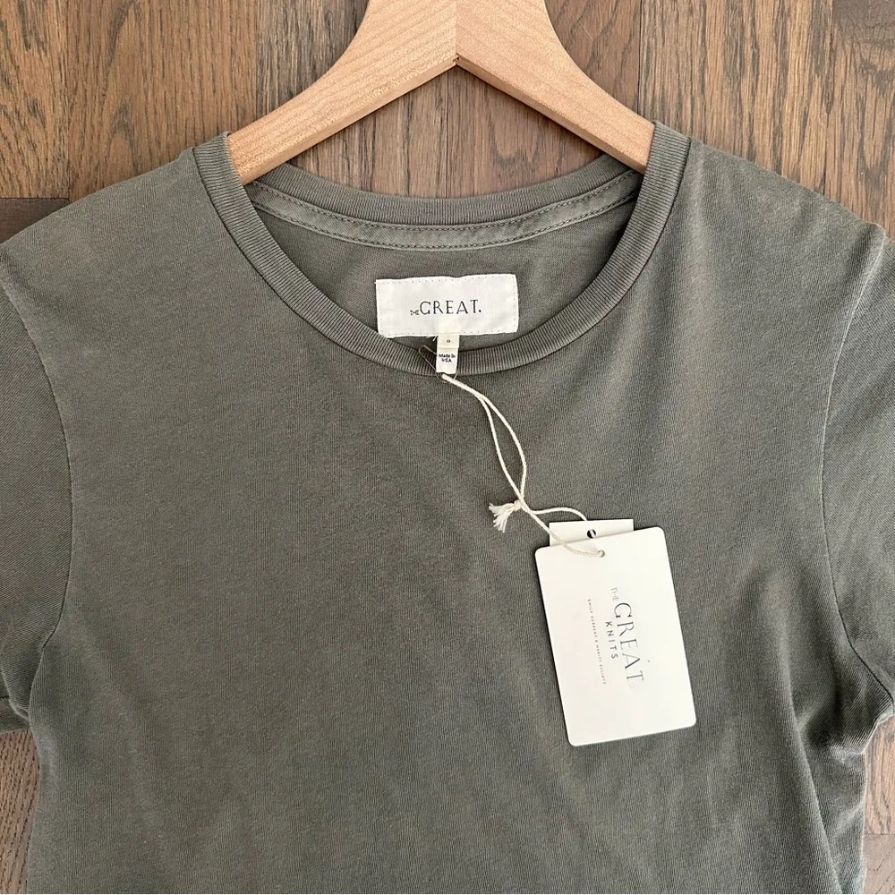 NWT The Great The Little Tee Crew Neck Short Sleeve T-Shirt in Green Size 0 / XS - Image 2