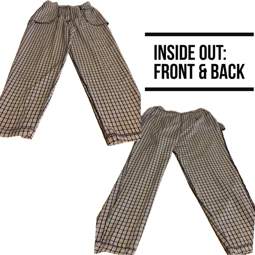 VINTAGE 1990'S WORTHINGTON PETITE BLUE & WHITE PLAID TAPER LEG PANTS (10P) - Image 9