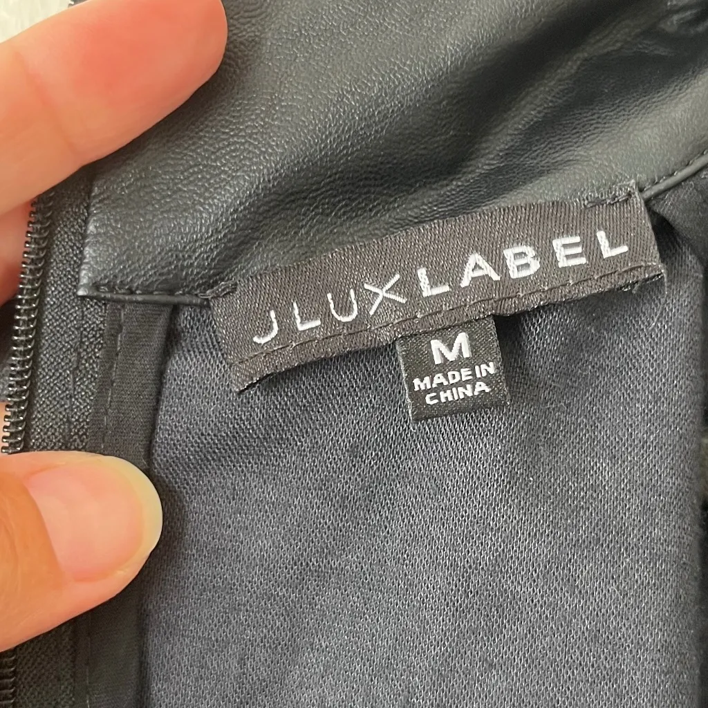 JLUXLABEL Sz M Black Full Zip Jacket Mock Neck Lightweight Stretch‎ - Image 3