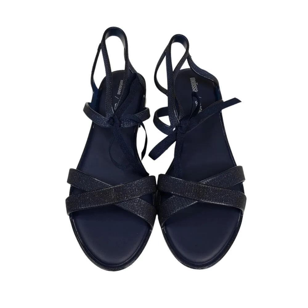 Melissa x Jason Wu Womens 9 Ophelia Low Sandal in Dark Blue Glitter NEW - Image 5