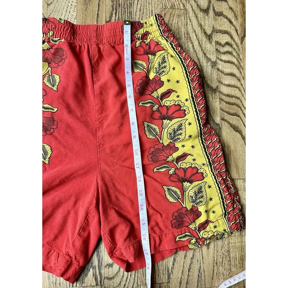 Printed Pull-On Hi-Rise Ally Women's Shorts Red/Gold Size Small - Image 6