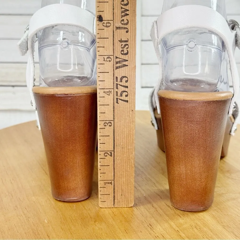 Madden Girl Lifft Chunky Platform Faux Leather Block Heel Sandals White 8 - Image 9