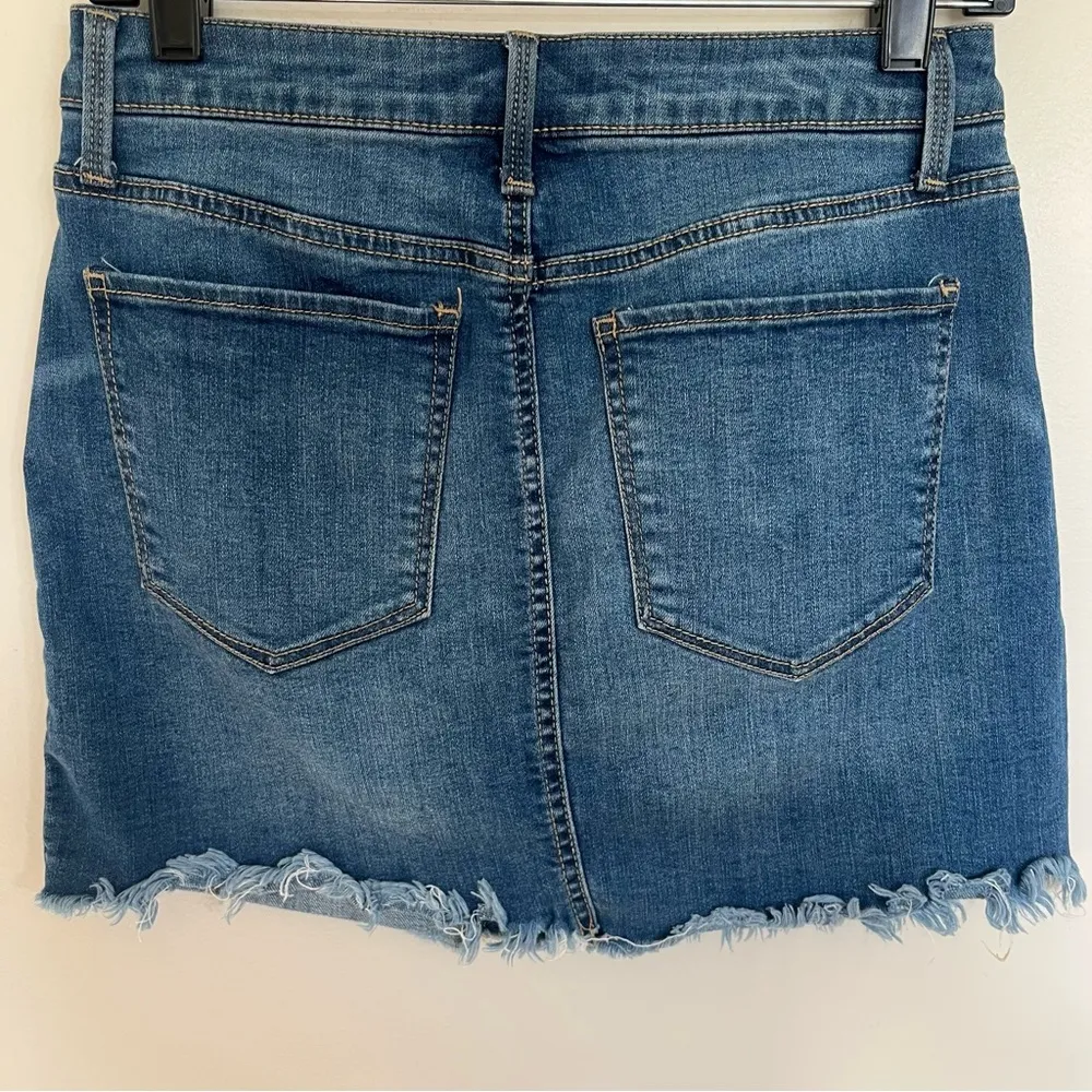 Mudd‎ Jeans Skirt Size 5 Womens Juniors Button Fly Distressed Blue Denim - Image 11