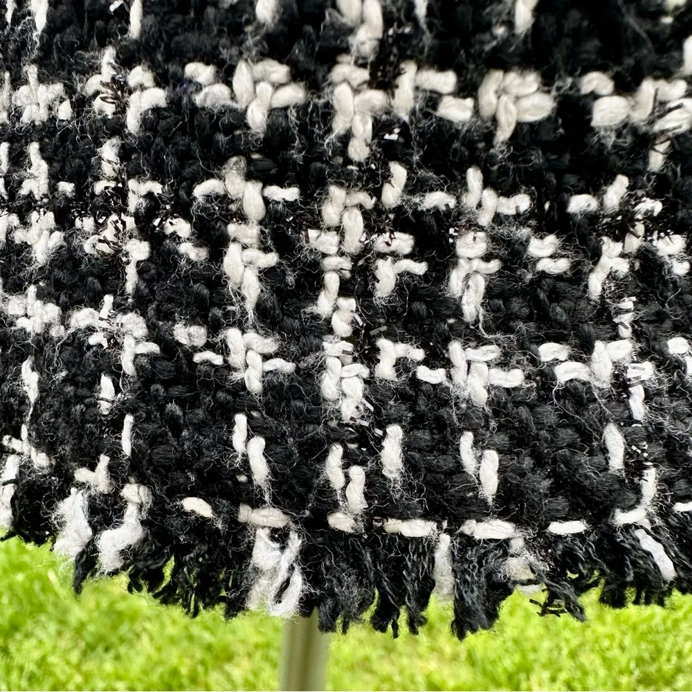 Karl Lagerfeld Paris Women’s V Neck Tweed Knit Jumper Black White Dress size 4 - Image 13