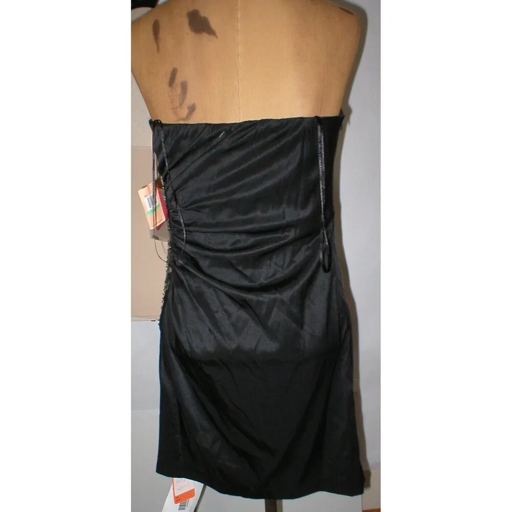 New Womens Designer Ali Ro Black Dress 8 Strapless NWT Sequin Rouched Party - Image 2