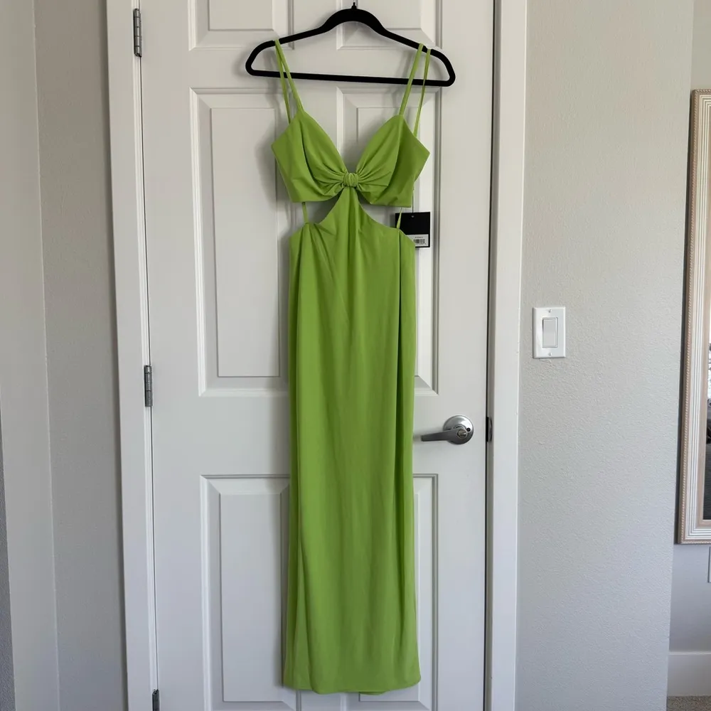 Ieena‎ for Mac Duggal 27110 - Column Body Cut Out Dress - Size 0 - Sage - NWT - Image 4