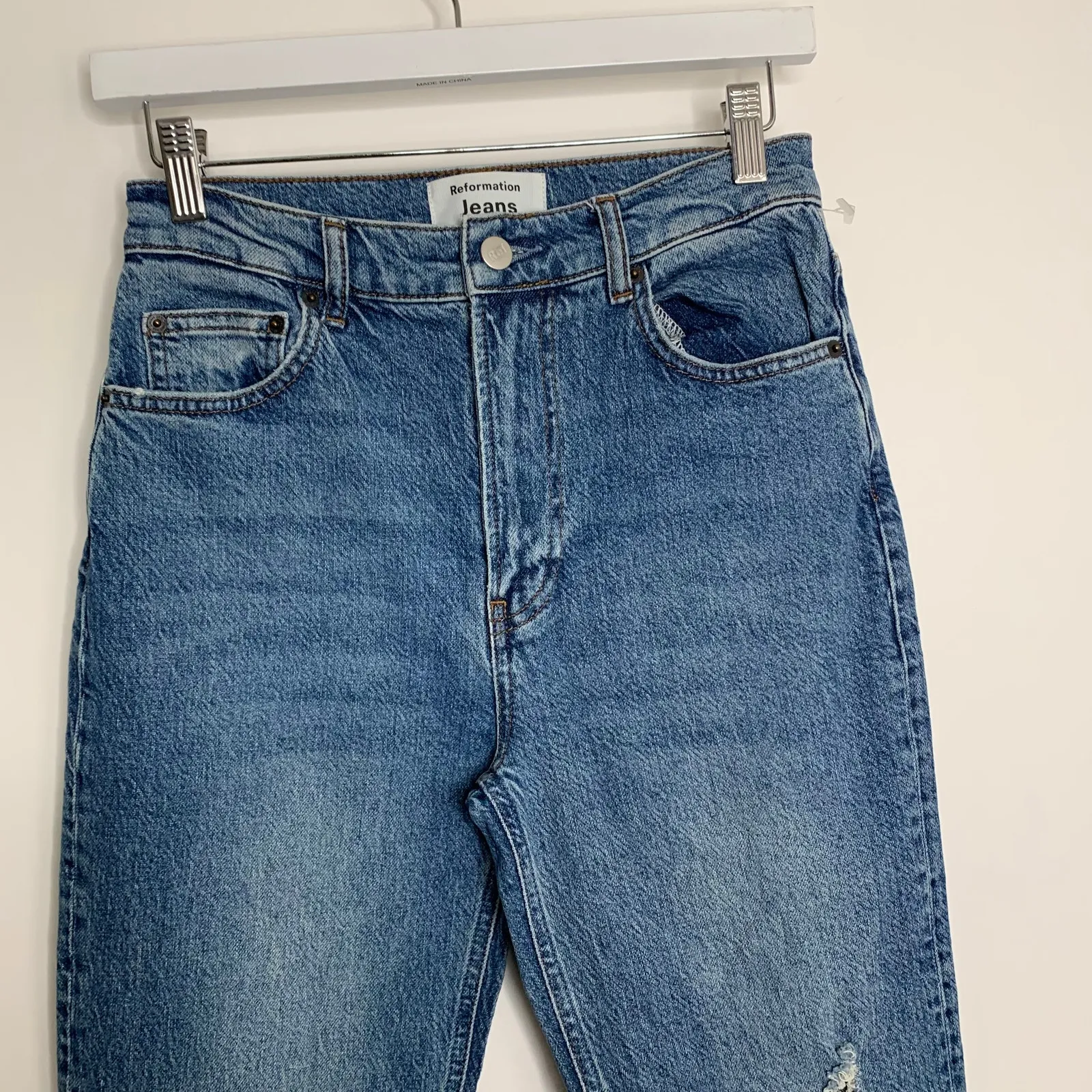 Reformation High Rise Palermo Destroyed Distressed Denim Jeans Size 26 - Image 6