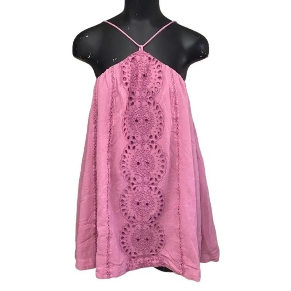 NEW Free People Paloma Pink Speak Eyelet Cotton Dress Size Med - Image 2