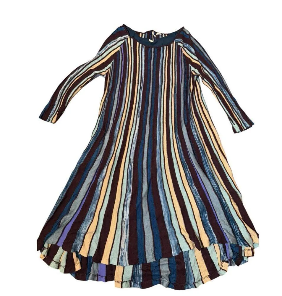 MOTH Anthropologie Womens Nora Colorful Stripe Sweater Dress Alpaca Wool S - Image 3