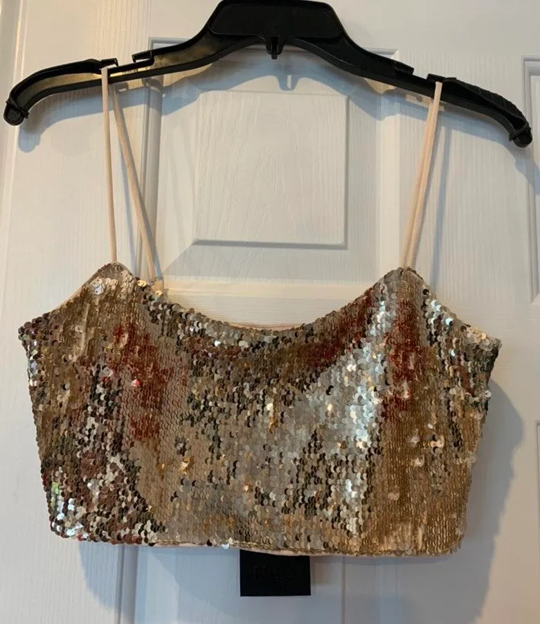 Floral Sequin Crop Top - Image 4