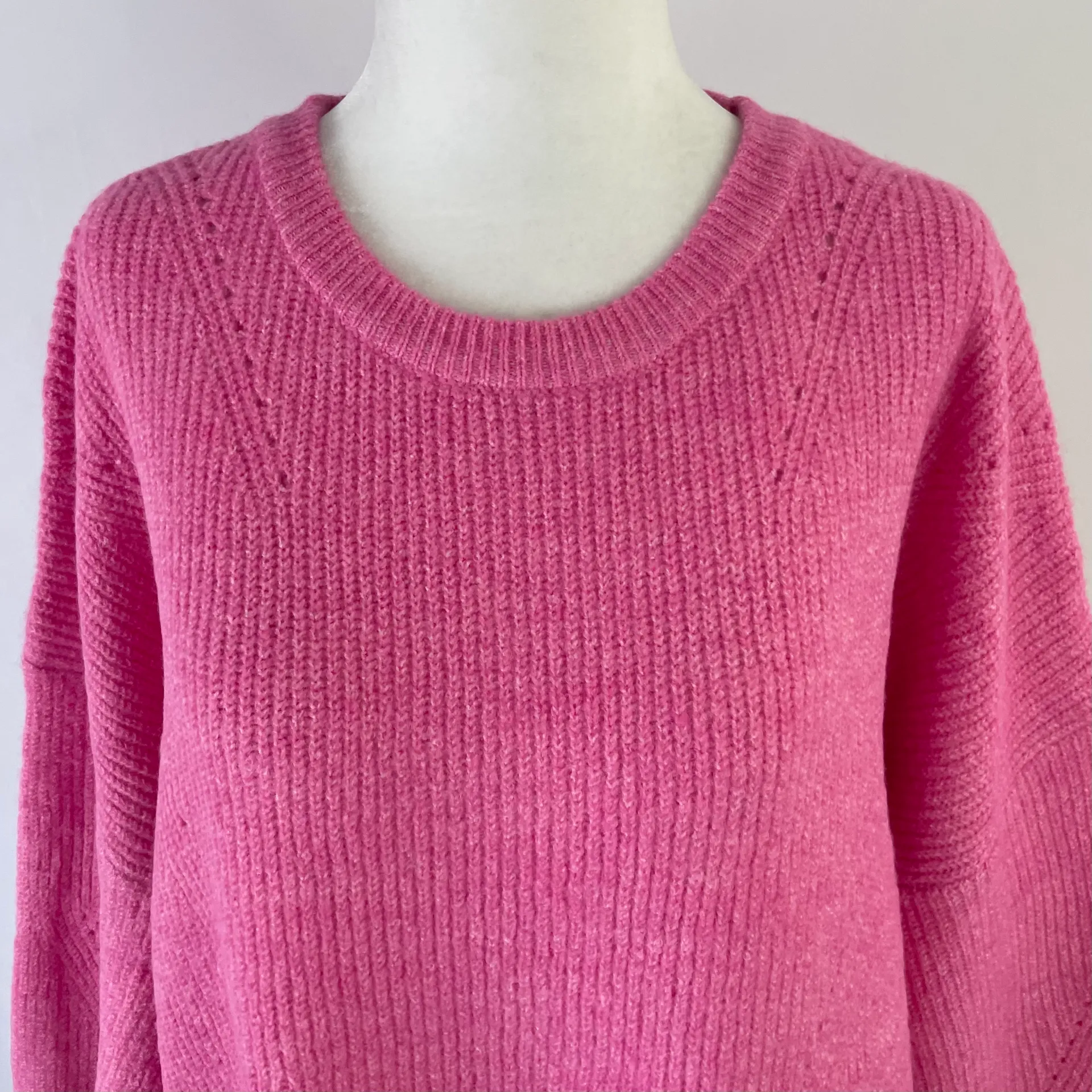 New  Ribbed Pointelle Sweater Pink - Image 3