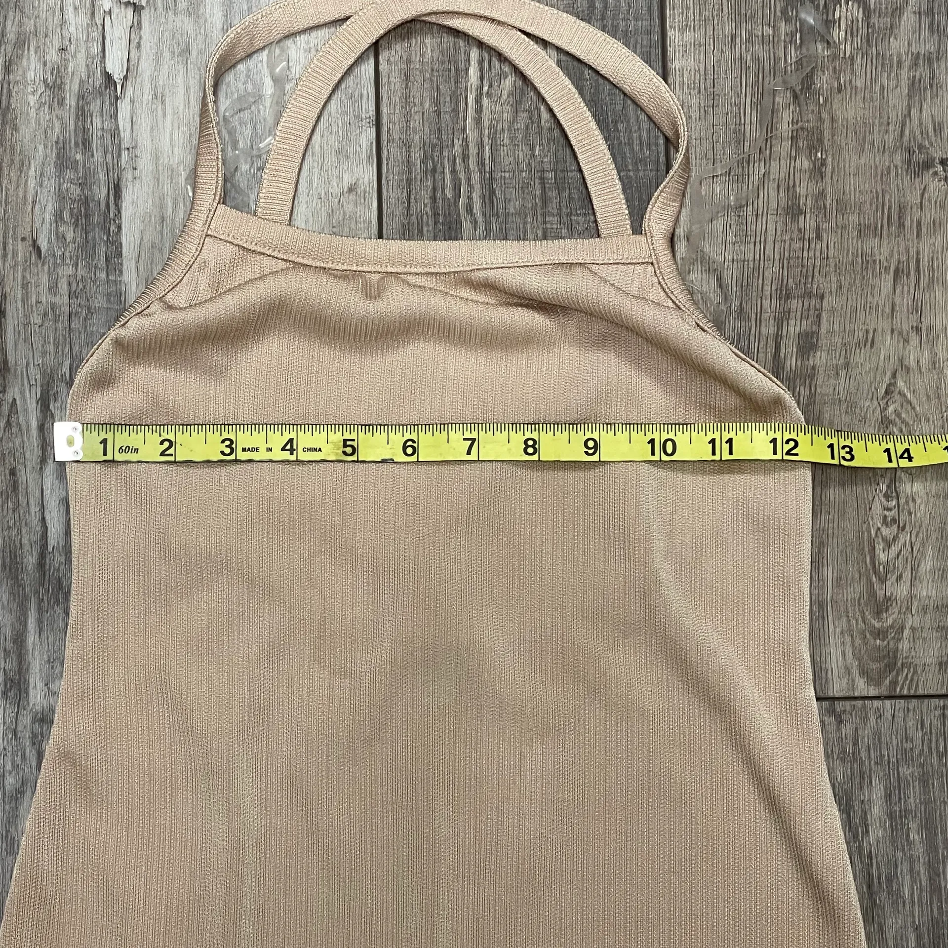 Fiestar NWT Nude Bodycon Min Dress with CrissCross Straps in Front Size Medium - Image 9