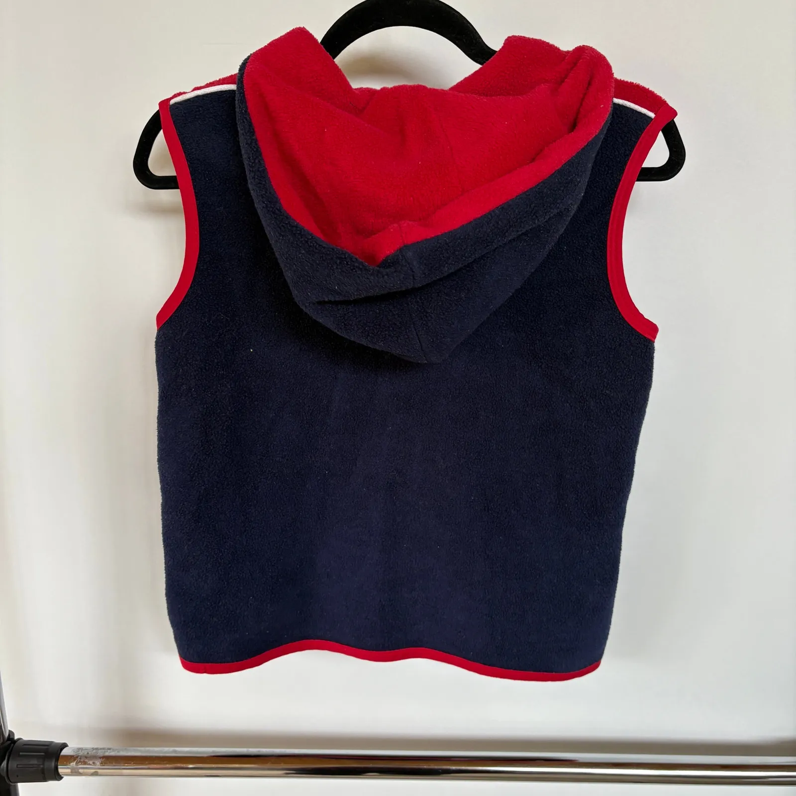 Y2K Fleece Princess Indie Sleeze Vest Full Zip Navy Red Tomboy Sporty 2000s Blue - Image 3