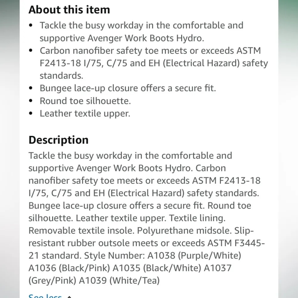 Avenger A1036 carbon fiber toe work shoe oil / slip resistant Pink/black 11 Wide Pink Size undefined - Image 9