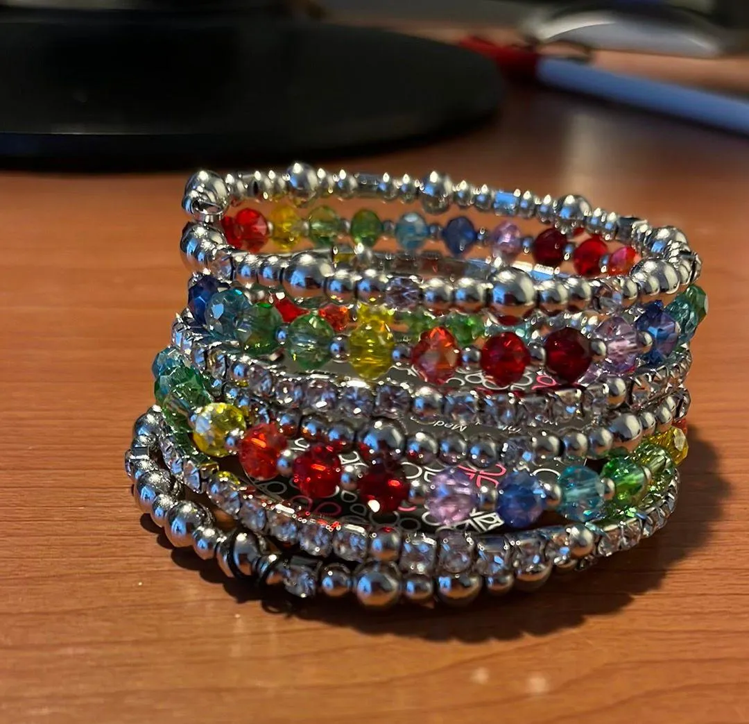 Multi Colored Coil Bracelet Multiple - Image 3