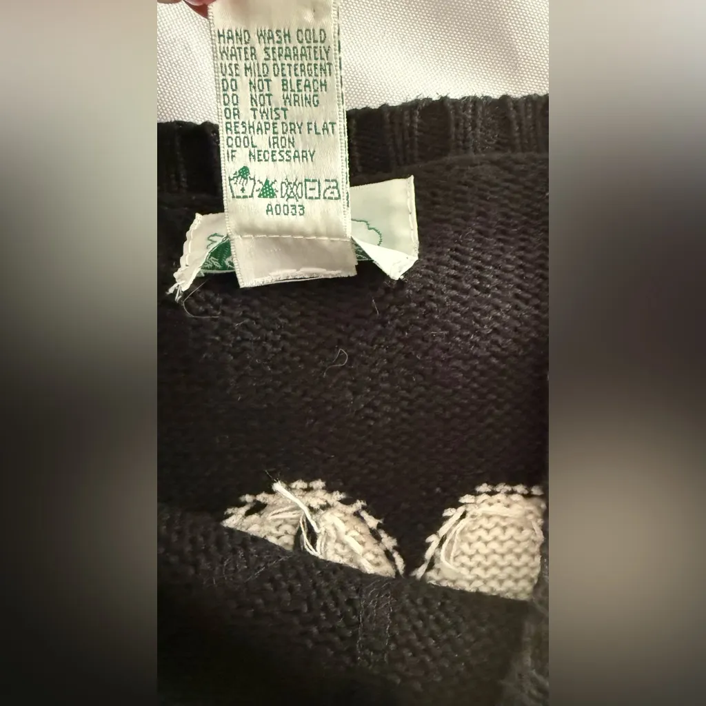 Vintage 90s The Quacker Factory Floral Daisy Bumble Bee Sweater Black Knit Boho Size L - Image 11