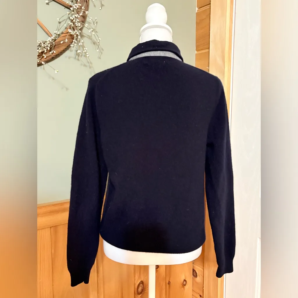 Brooks Brothers Lambswool Blue OCBD Popover Polo Sweater Preppy Old Money size S - Image 4