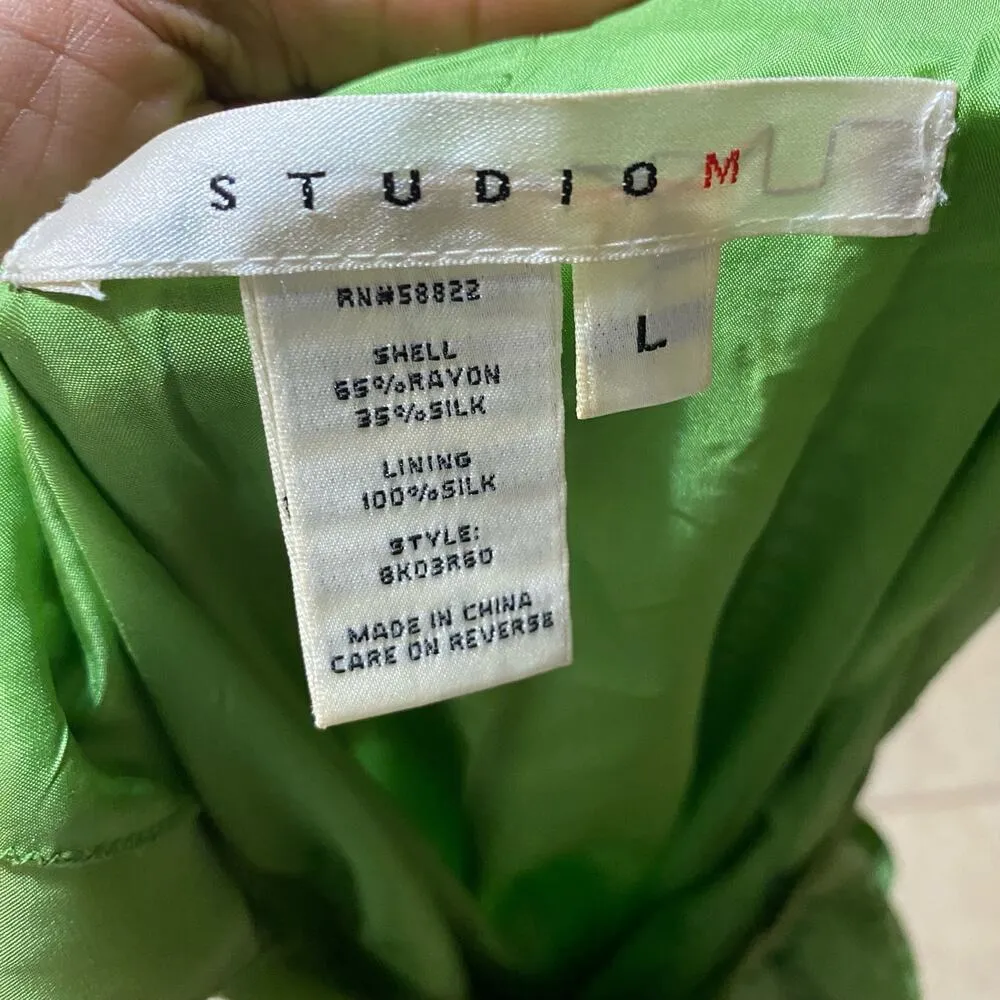 Studio M Silk Green Floral Halter Dress Size Large - Image 8