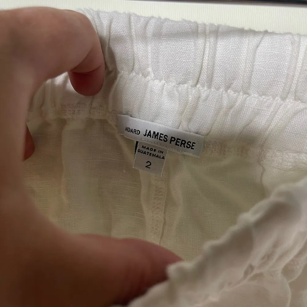 James Perse  Linen Drawstring Mini Skirt White Womens XS - Image 5