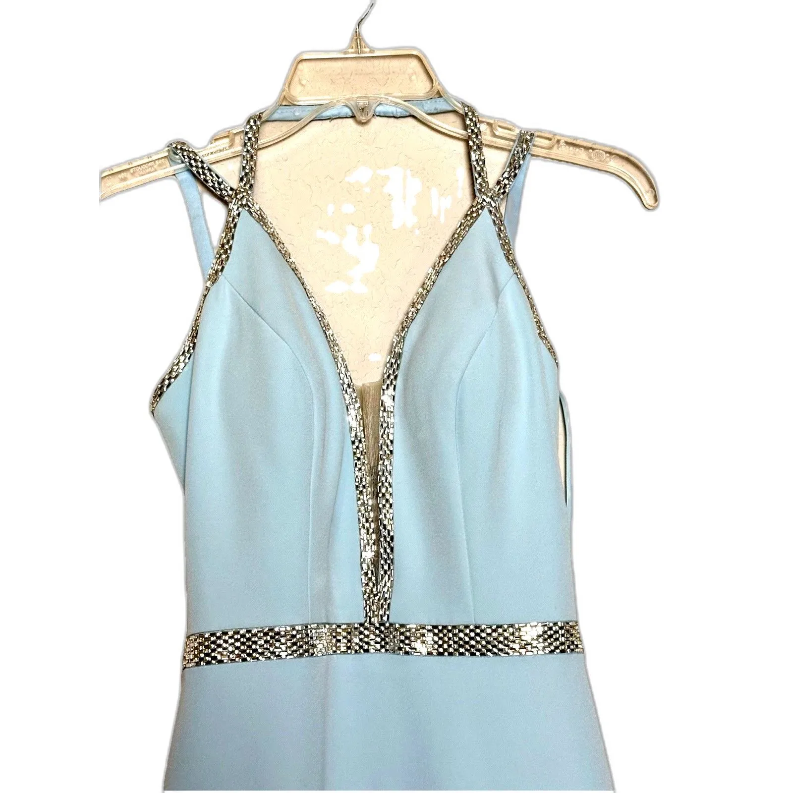 Rich’s Apparel Light Blue Rhinestone Open Back Formal Maxi Dress Womens 6 - Image 3