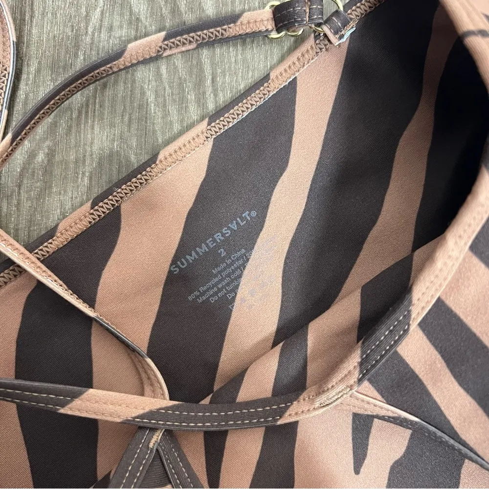 Summersalt Tan Modern Zebra Toffee & Sea Urchin The Midi Sports Bra Tank Top - Image 11