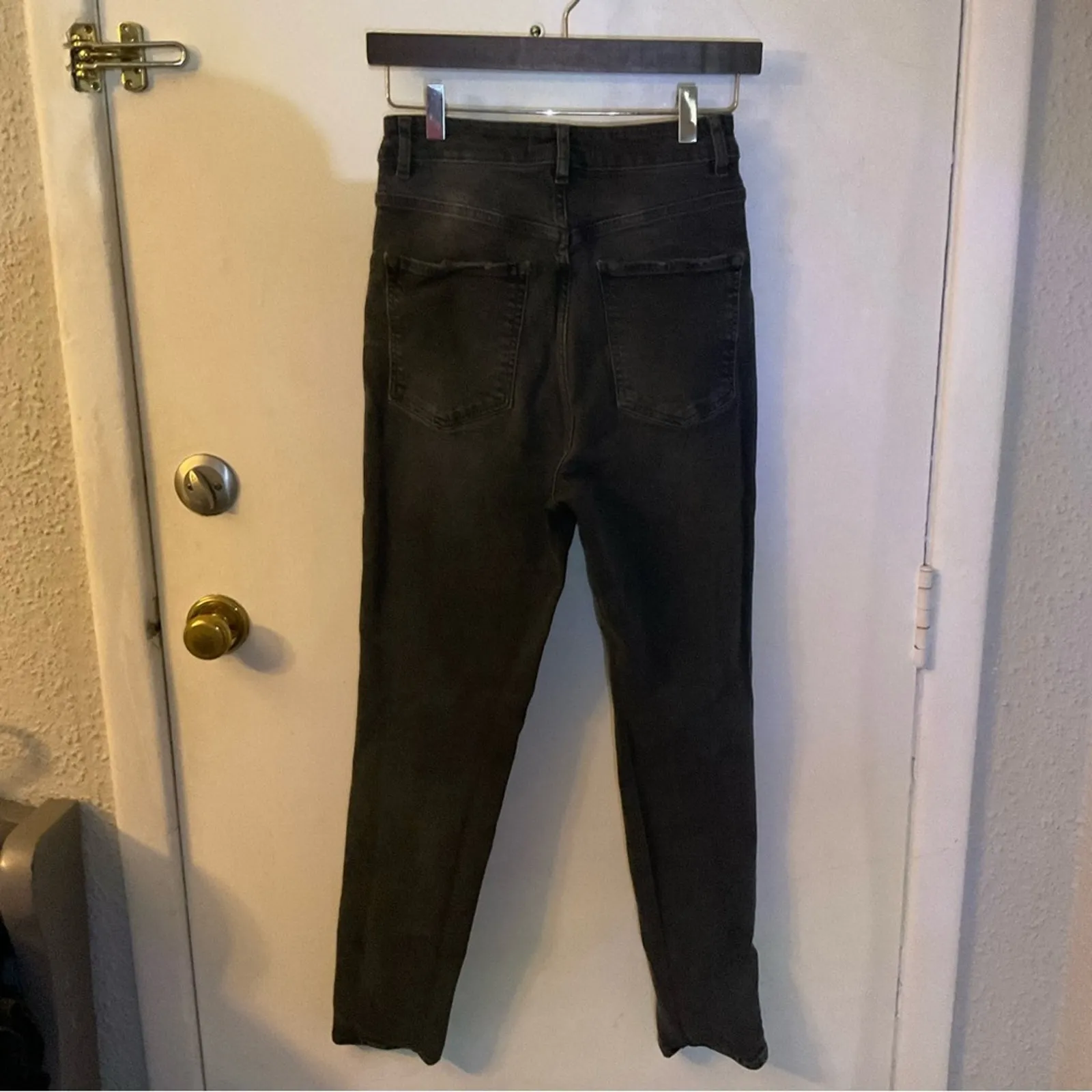 Free People We The Free High Rise Distressed Black Jeans 28 Casual Bikercore - Image 2