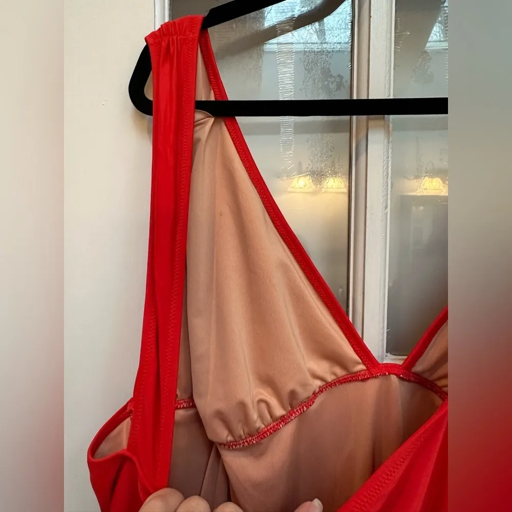 J. Crew Ruched V-neck One Pice Vibrant Bright Cerise Swimsuit Plus Size 24 - Image 8