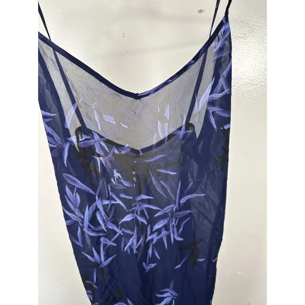 Vintage Calvin Klein Small Nightgown Blue Floral Spaghetti Straps Sheer Sexy - Image 12