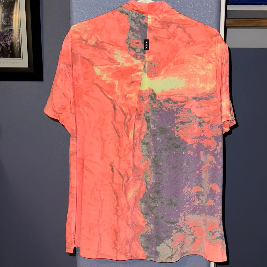 Jamie Sadock Neon Orange and Purple Abstract Shirt Size XL - Image 5