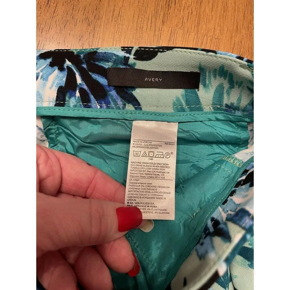 Banana Republic Size 10 Petite Avery Floral Print Ankle Pants Blue Green EUC - Image 3