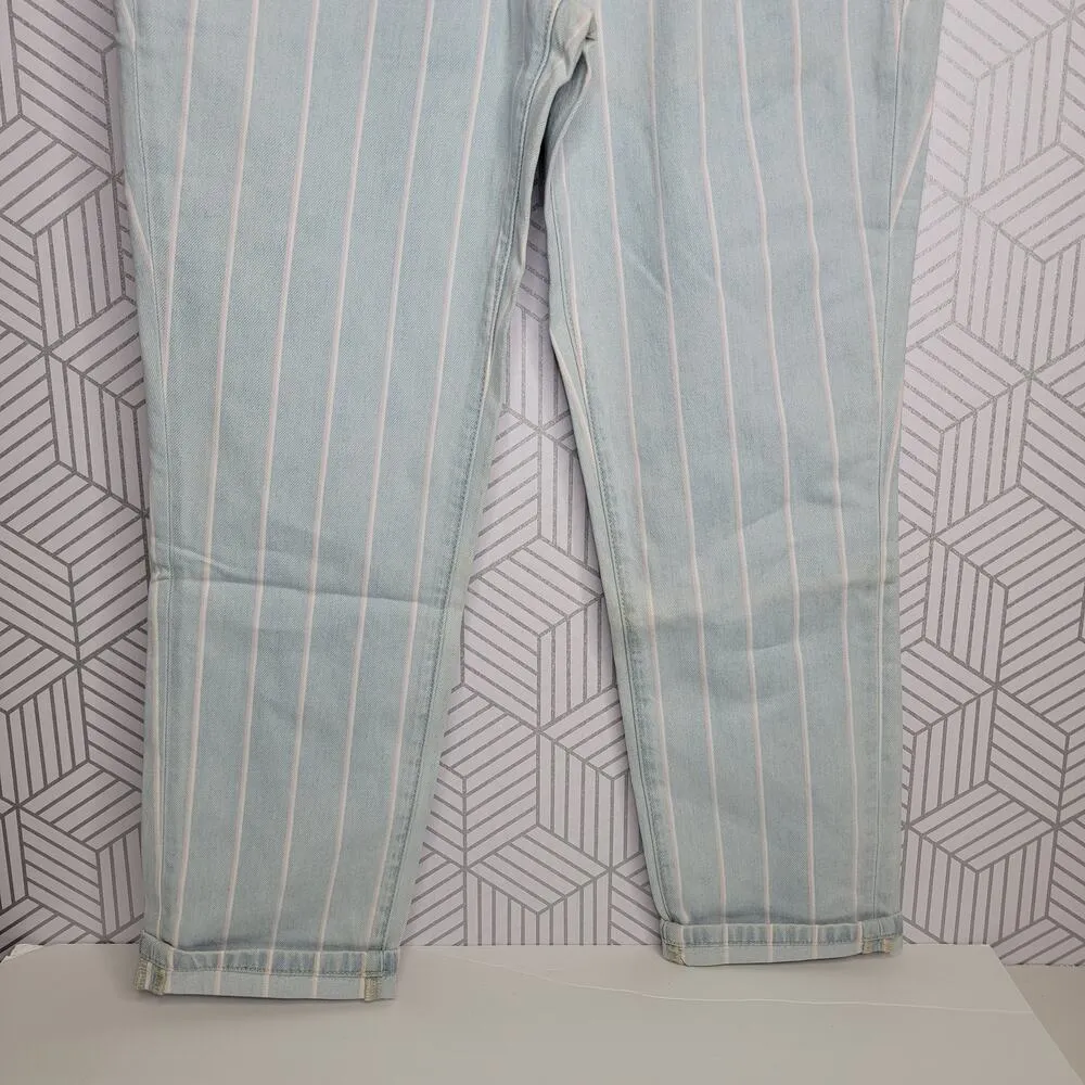 Kancan High Rise Stripe Mom Jeans Blue Size 27 - Image 6