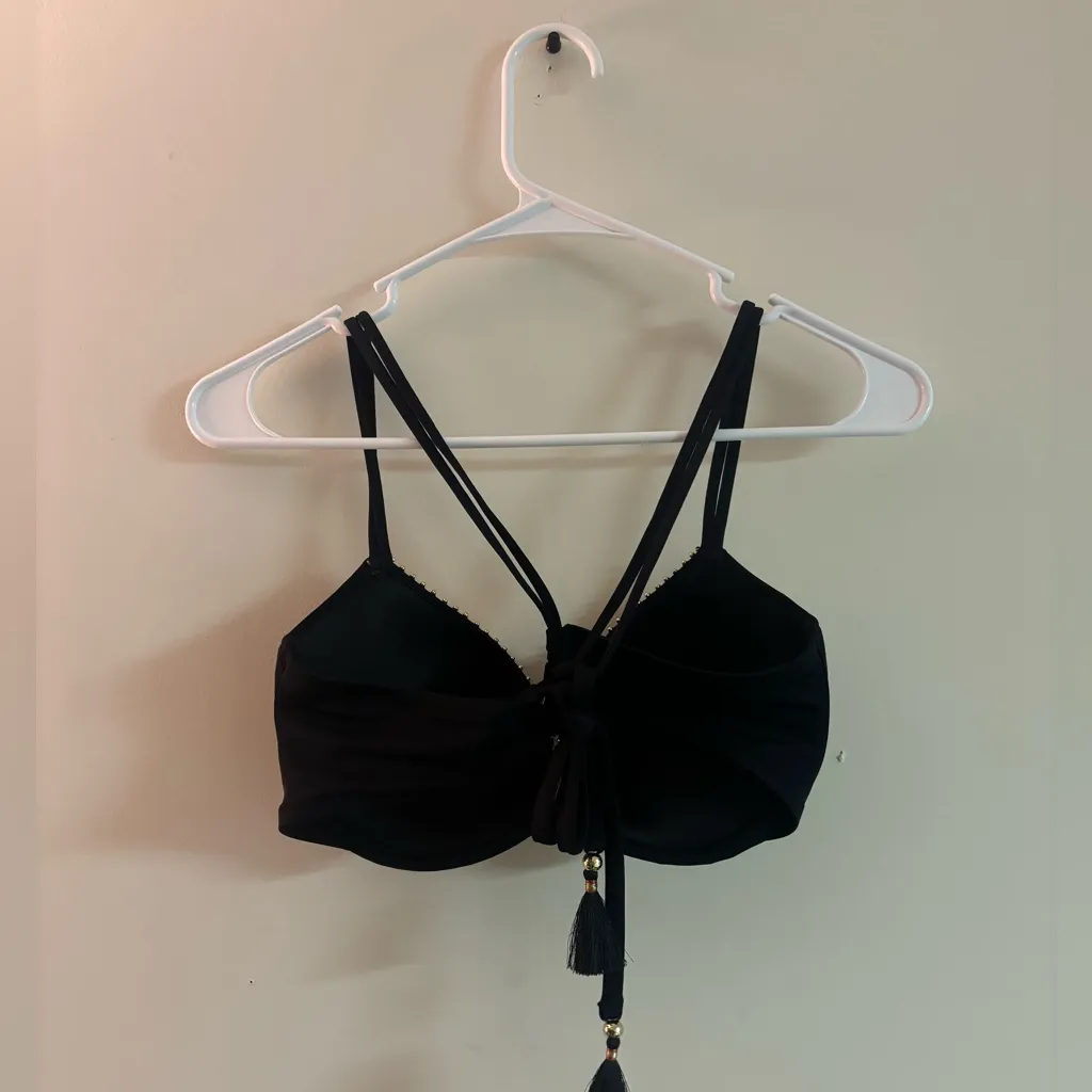 Victoria’s Secret Black Push-Up Bikini Top Strappy Back Size 36C - Image 2