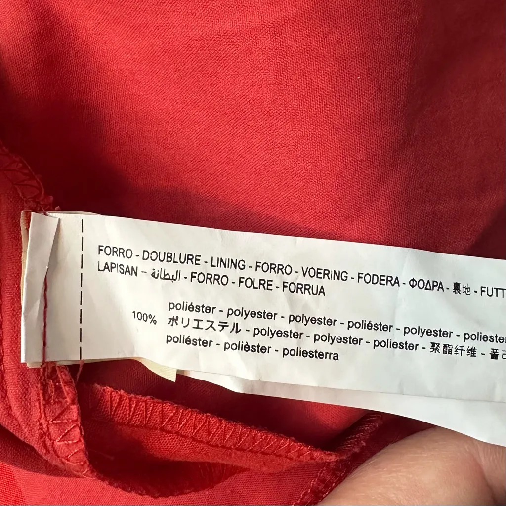 Zara Linen Blend Coral Red High Waisted Lightweight Mini Skirt Size XL NWT - Image 7