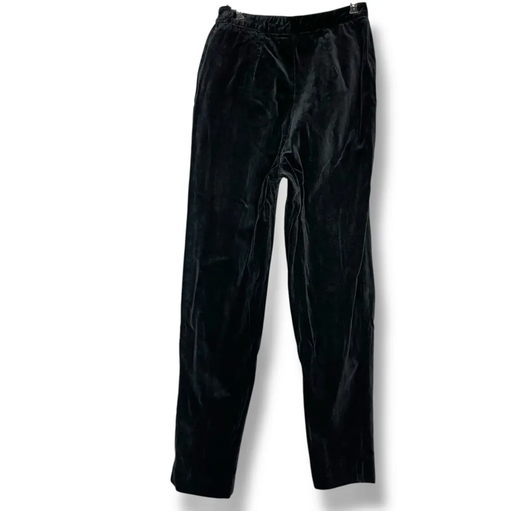 Vintage Velvet Pants Slacks Women Esprit Holiday Christmas Festive High Rise 90s Black Size XS - Image 3