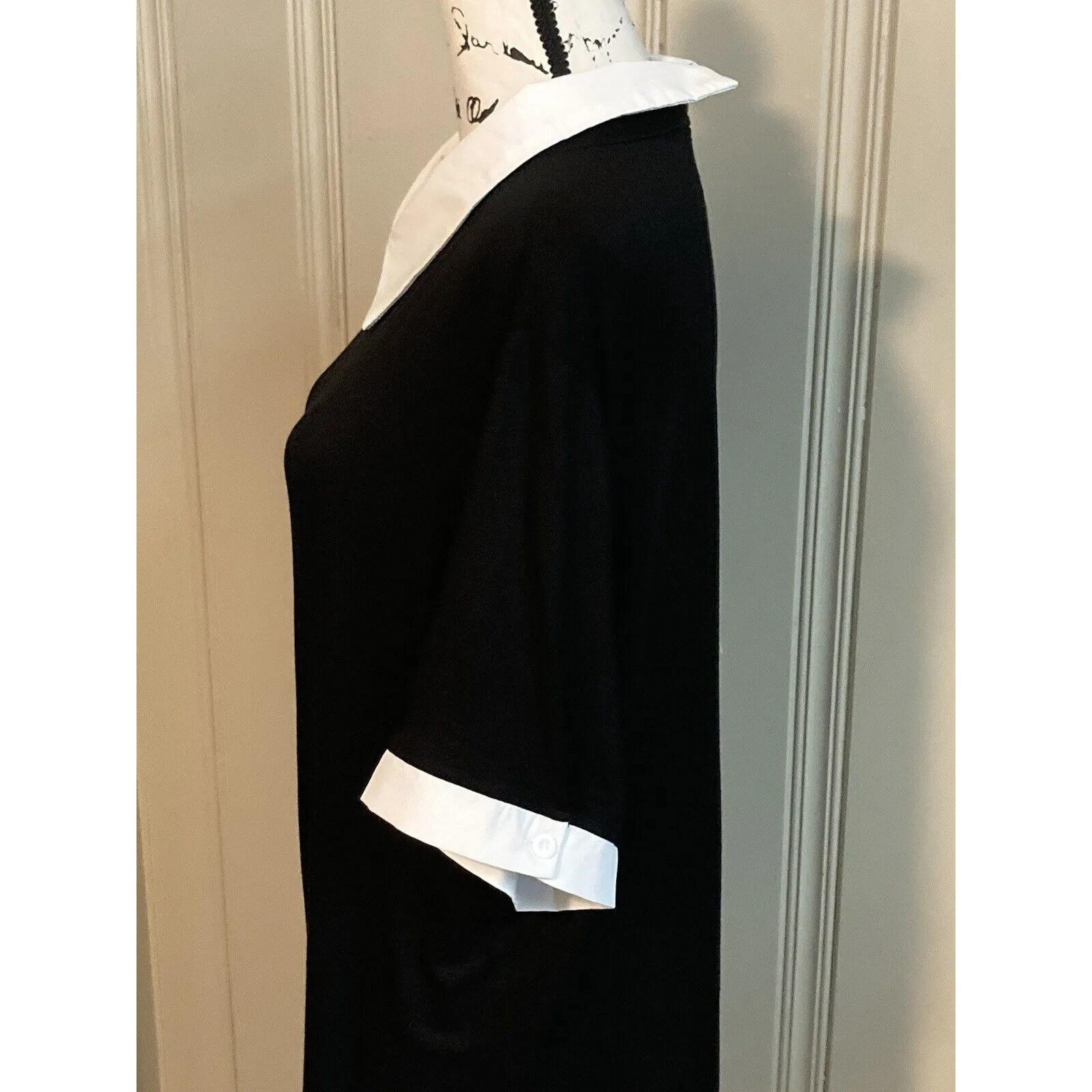 Shein Curve Women’s Wednesday’s Black White Trim Short Sleeve Bodysuit Top 4XL - Image 5