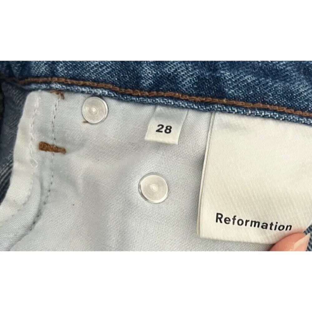 Reformation Mid Crop Flare Jeans Baltic Button Fly Size 28 - Image 8