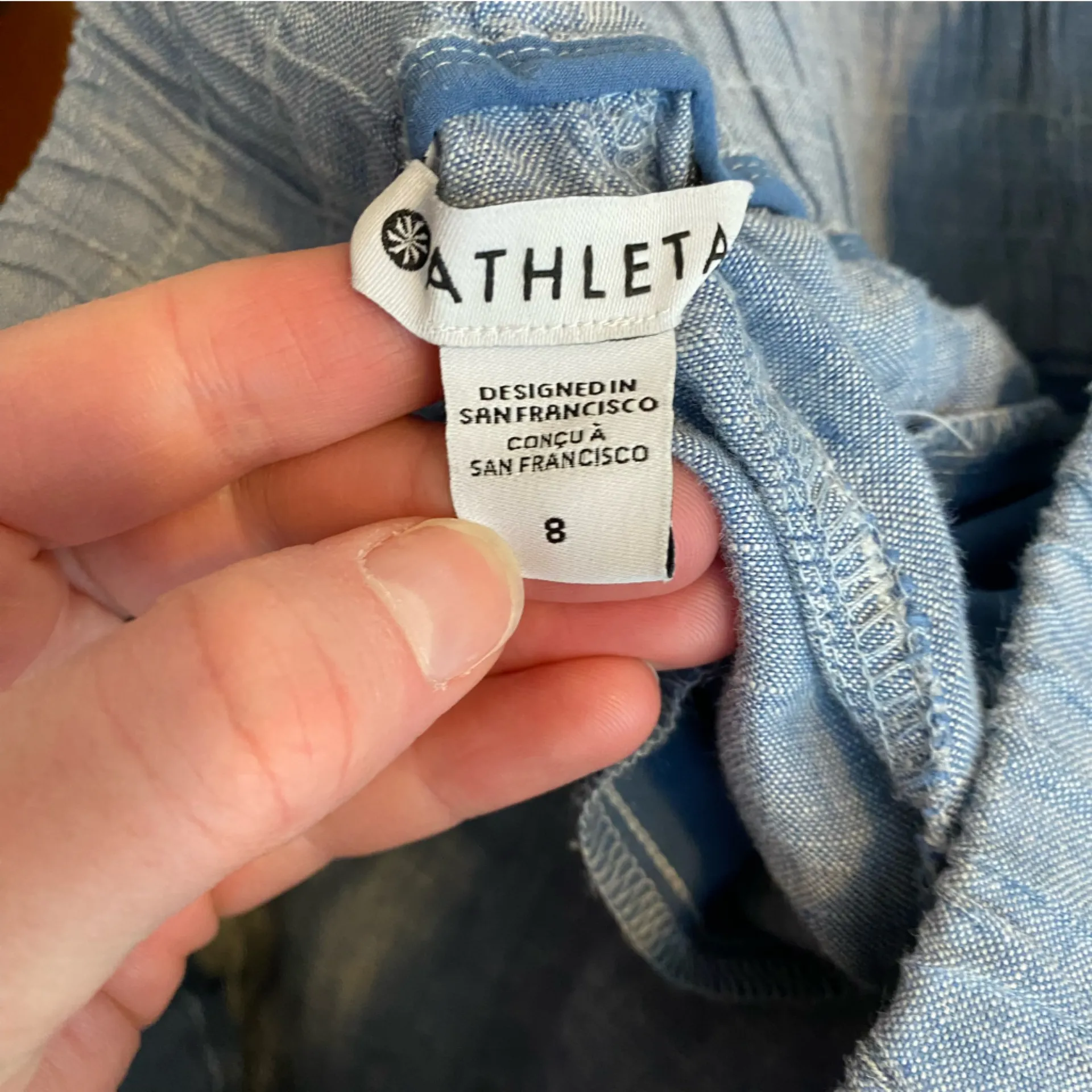 Athleta Cabo Linen Jogger Chambray Blue size 8 beach‎ summer resortwear airy - Image 3