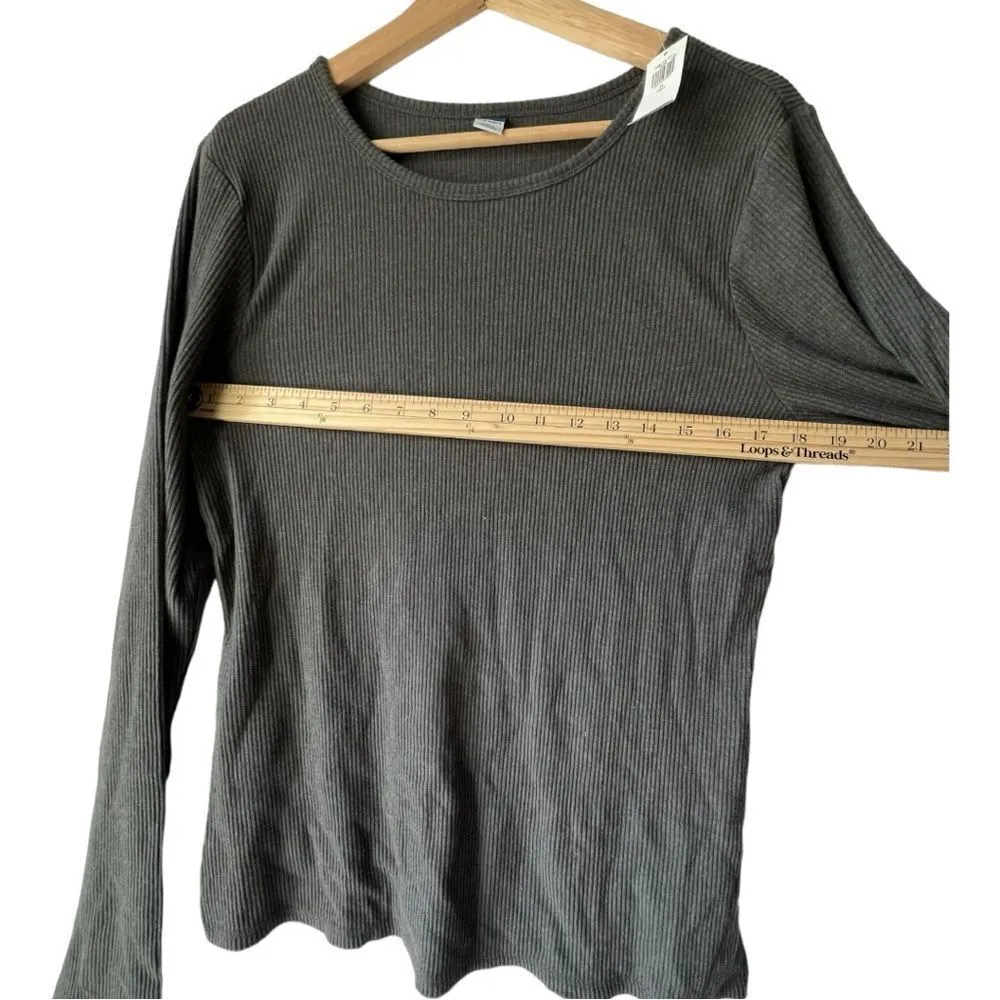 Women's old navy long sleeve gray crew neck top nwt casual fresh fabric size XL - Image 6