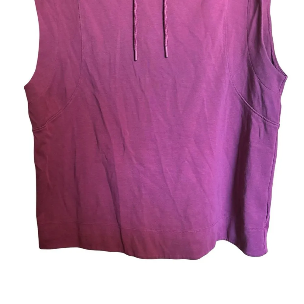 Athleta Sleeveless Sweatshirt Vest Womens Large Burgundy Hoodie Top - Image 4