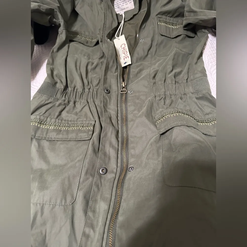 New with tags Chipie Fabille Girls' Coat Olive Hooded Jacket size 14 - Image 3