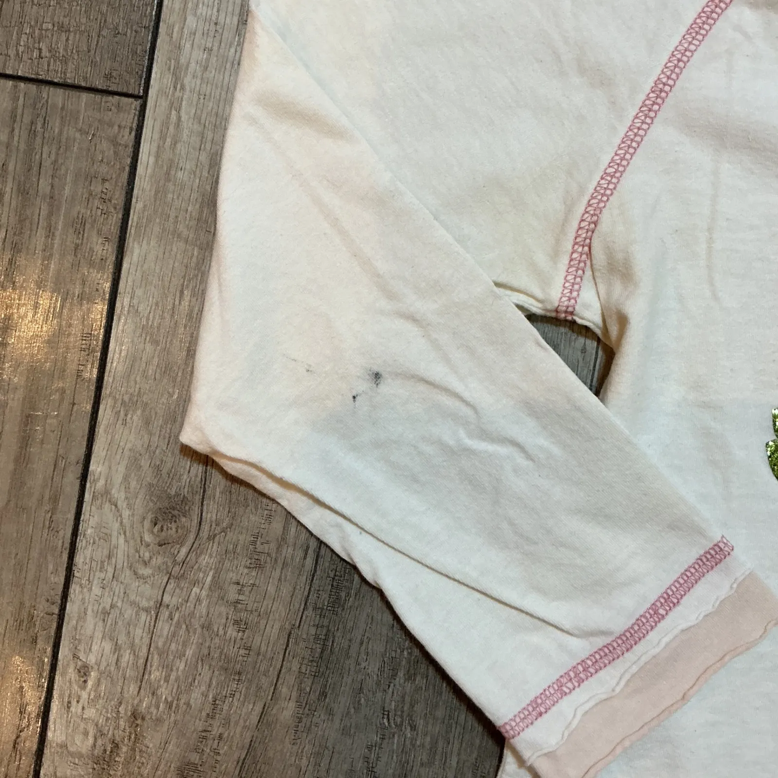 Y2K Disney Tokyo Tigers‎ V Neck Long Sleeve T Shirt Top Glitter Pink Stitch S White - Image 4