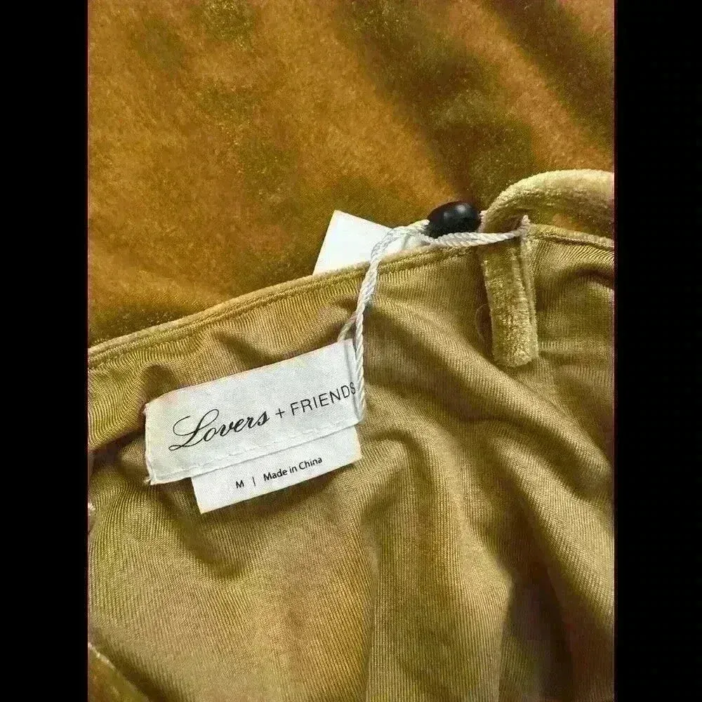 Revolve  Lina  Velvet Floor Length Dress Size M Womens Gold Party Event Maxi NWT - Image 6