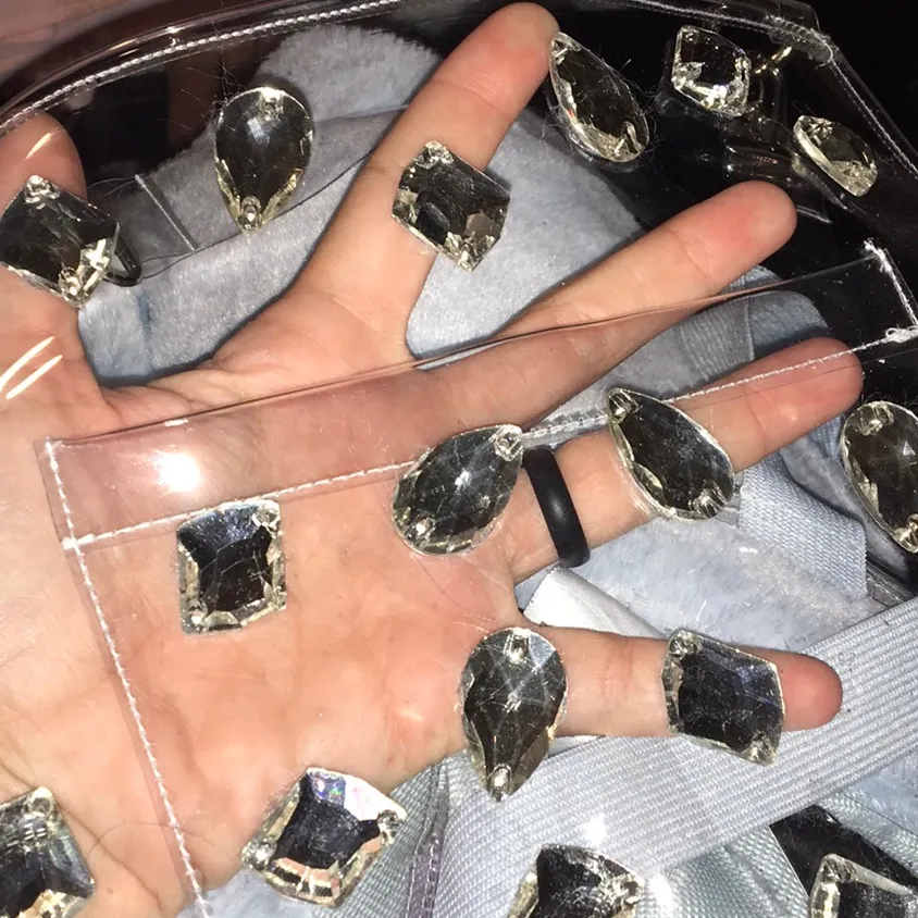 NWT Dolls Kill Dress Clear Studded Blue Faux Fur Mini Club Goth Sexy Halloween - Image 5