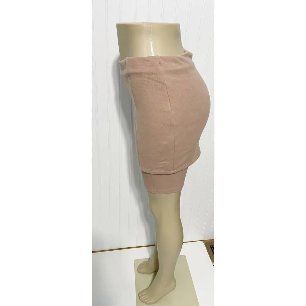 Zara Ribbed Pull On Mini Knit‎ Sweater Skort Skirt with Shorts Nude Pink Small - Image 8